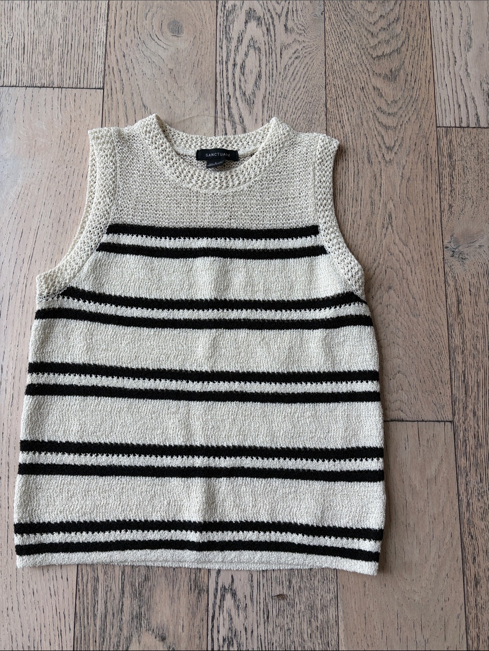 Sanctuary Cream & Black Striped Sleeveless Knit Top